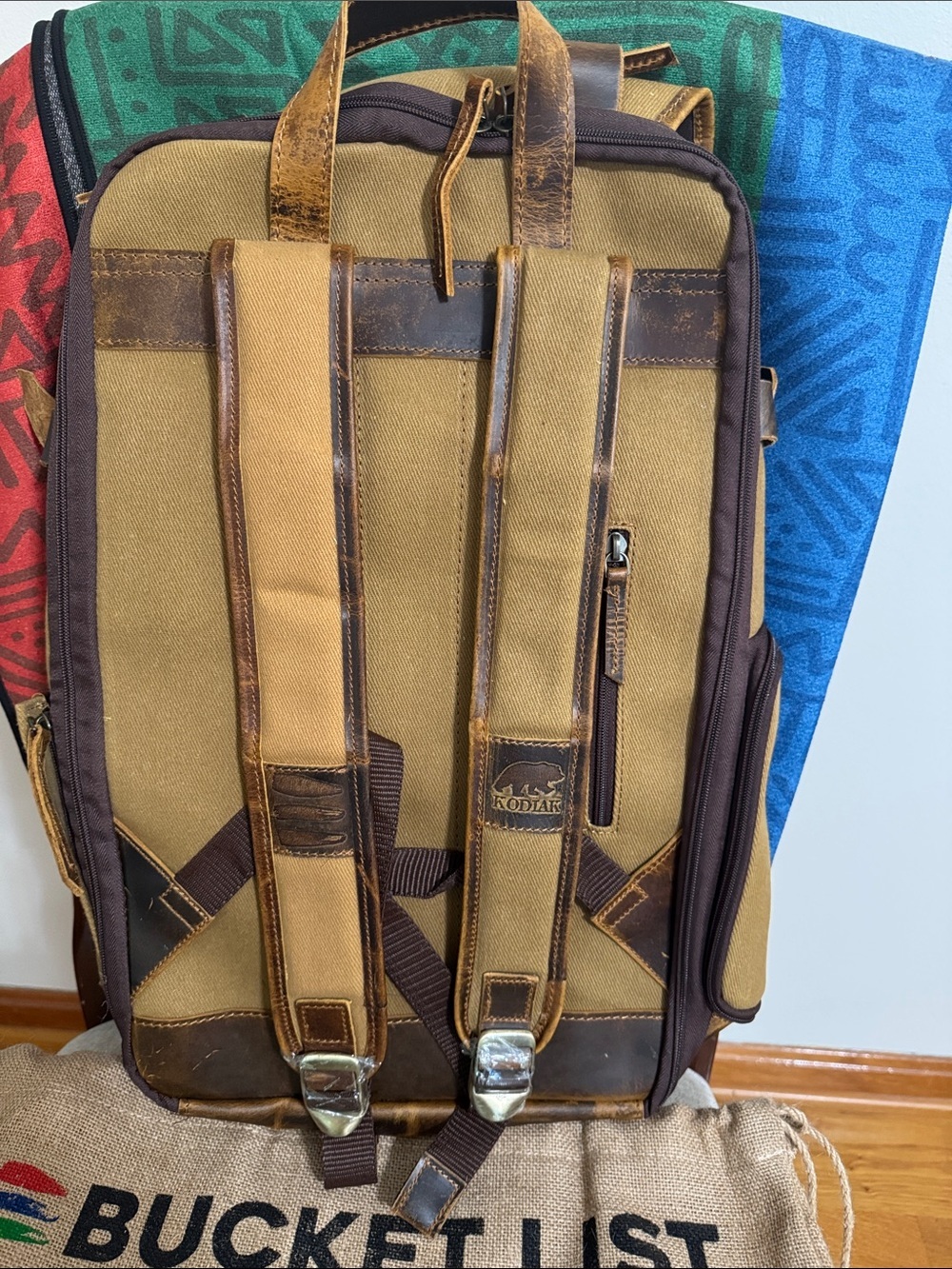 Bucket List Family Canvas Backpack with Buckle Straps, travel blanket - Picture 3 of 8